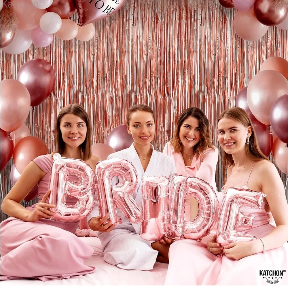 NWT Rose Gold Metallic Fringe Backdrop Party Birthday Curtains